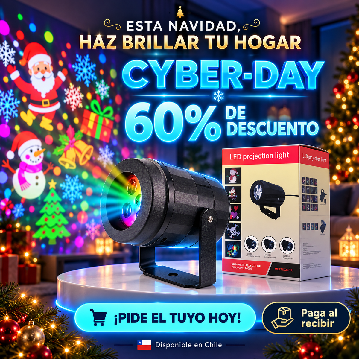 Proyector holograma navidad | 30 modos diferentes - Ilumina tu hogar con magia 60%off
