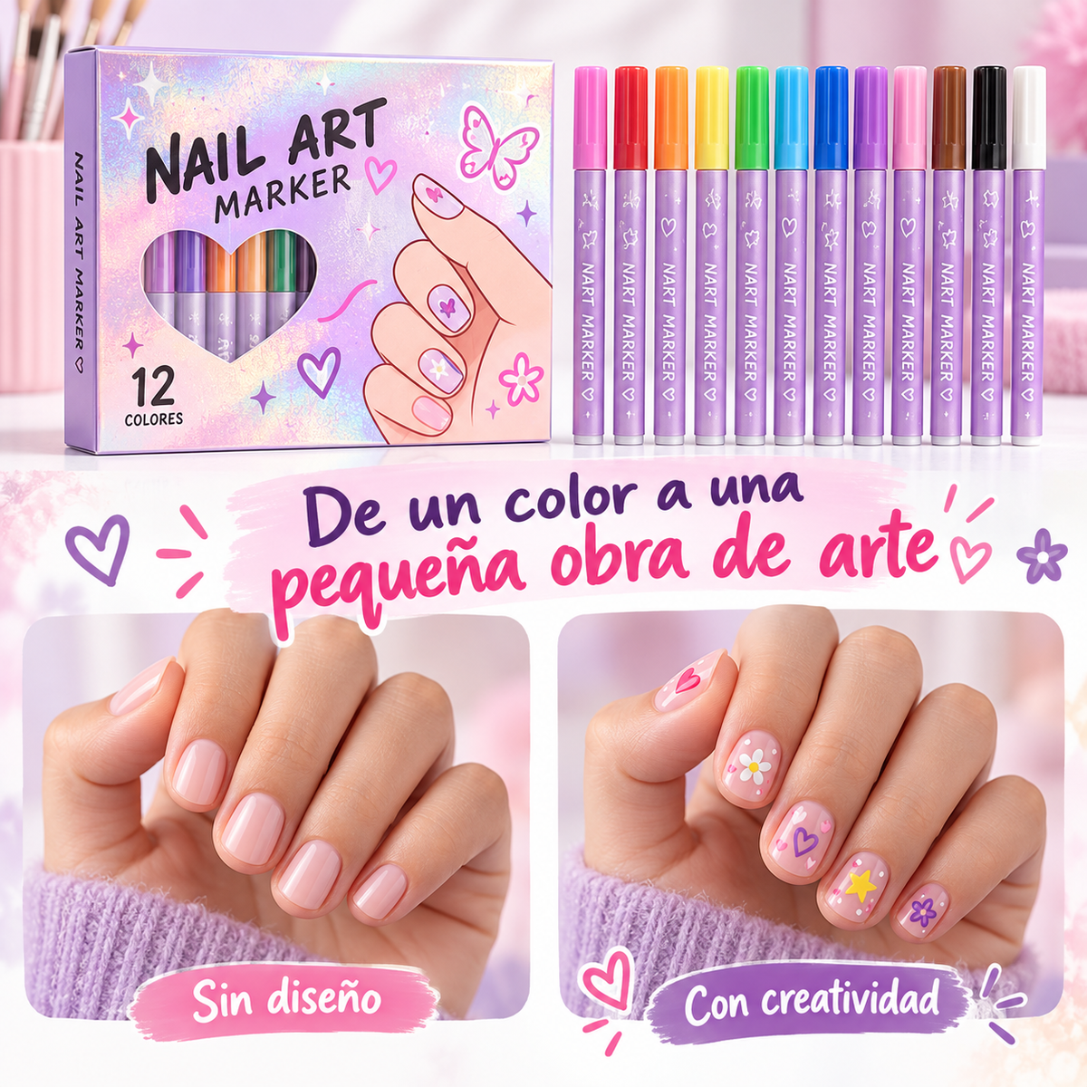 Set 12 Marcadores para Uñas niña