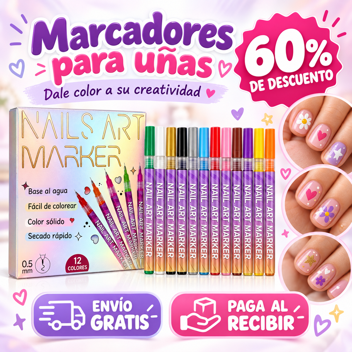 Set 12 Marcadores para Uñas niña