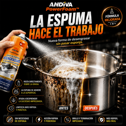 DESENGRASANTE ANDIVA POWERFOAM™- NUEVO FORMATO EN SPRAY | 50% OFF