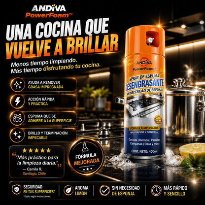 DESENGRASANTE ANDIVA POWERFOAM™- NUEVO FORMATO EN SPRAY | 50% OFF