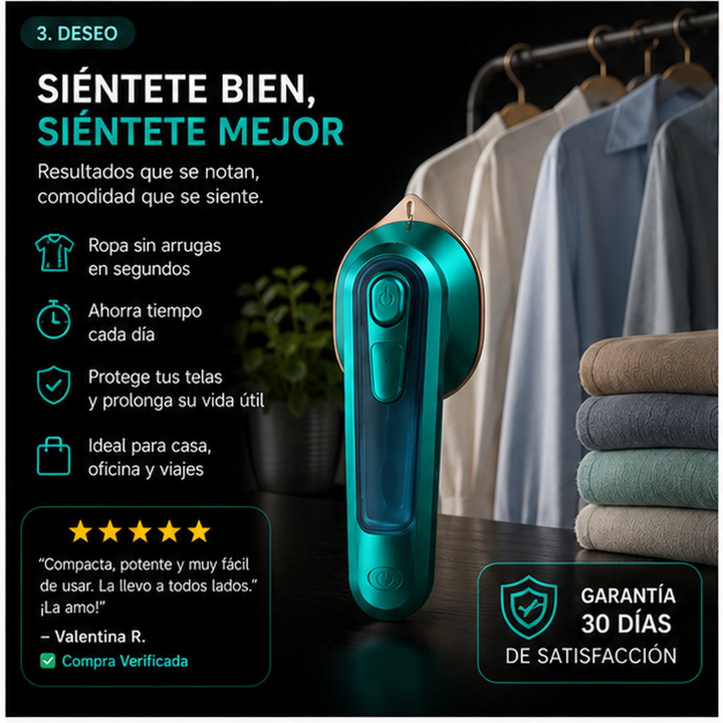ANDIVA STEAM™ | Plancha portatil a vapor | Elimina arrugas de forma rápida y práctica. 50%OFF