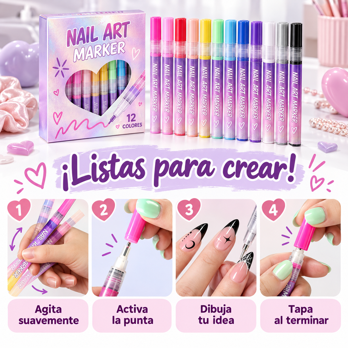 Set 12 Marcadores para Uñas niña